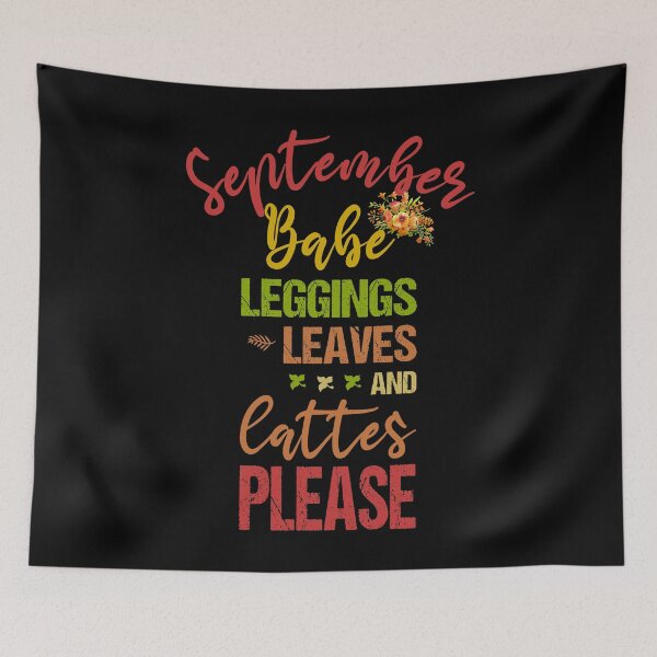Item preview, September Babe leggings leaves and lattes designed and sold by likebakerdo.