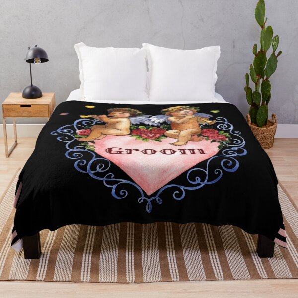 Item preview, Wedding party gift groom angels cherubs heart black designed and sold by GrammarDance.
