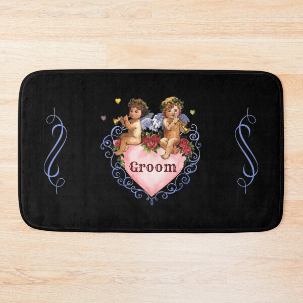 Item preview, Wedding party gift groom angels cherubs heart black designed and sold by GrammarDance.