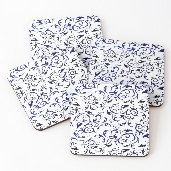 Item preview, ARABIATA 7 bis patterns blue black white Morocco Essaouira flowers leaves gothic design arabesques scrolls decor designed and sold by dragonemma.