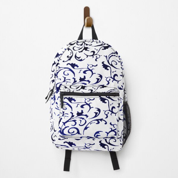 Item preview, ARABIATA 7 bis patterns blue black white Morocco Essaouira flowers leaves gothic design arabesques scrolls decor designed and sold by dragonemma.