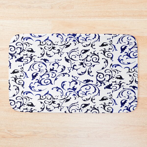 Item preview, ARABIATA 7 bis patterns blue black white Morocco Essaouira flowers leaves gothic design arabesques scrolls decor designed and sold by dragonemma.
