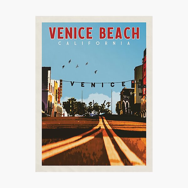 Venice Beach Travel Poster Vintage • Venice Beach California Retro Travel Poster • Venice Beach Sign Photographic Print