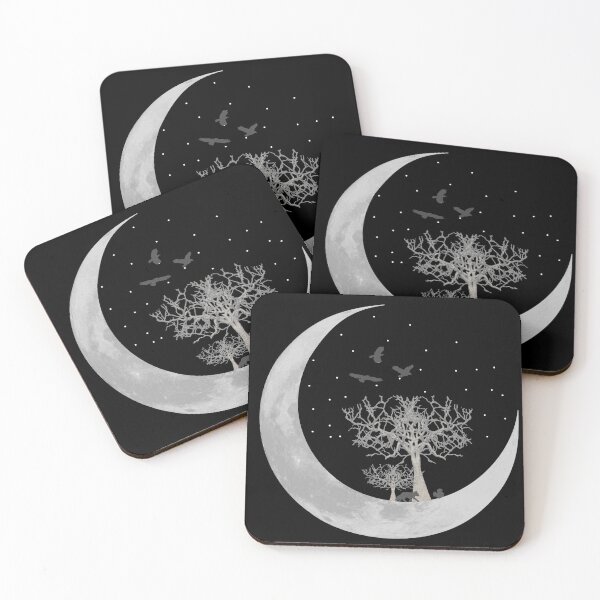 Item preview, small forest motif on a crescent moon, nature designs unisex designed and sold by Kirei-Lily.