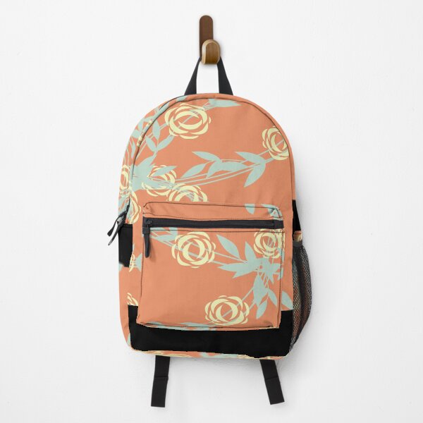 Item preview, orange  floral pattern  designed and sold by yellowpinko.