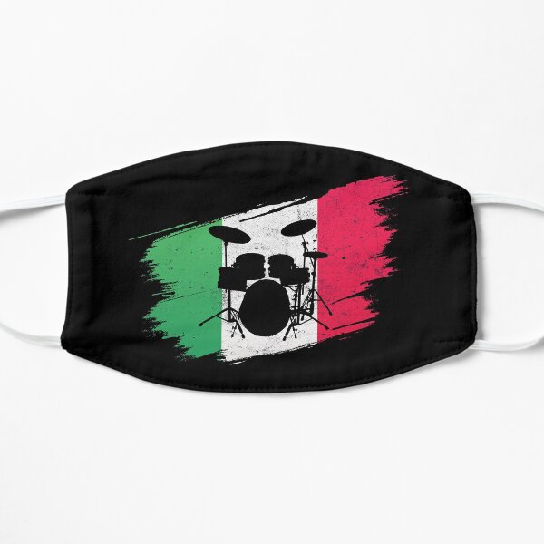 Italian Flag With Drums For Drummers Flat Mask
