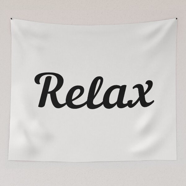 Item preview, Relax. Text only design. Black text. Script font. designed and sold by JellyBeenzz.