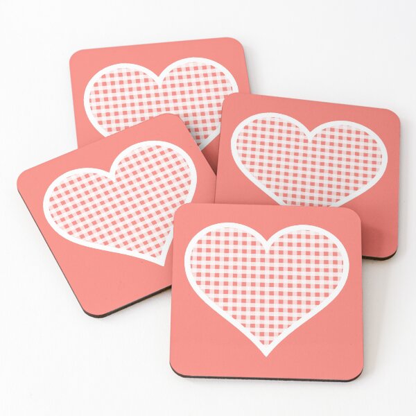 Item preview, Coral and White Gingham Heart designed and sold by Bumblefuzzies.