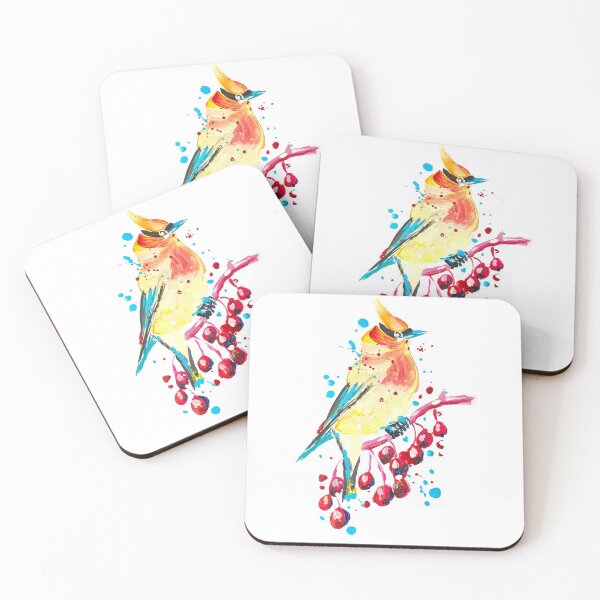 Item preview, Waxwing on a branch with acrylic berries designed and sold by LiliyaSavelieva.