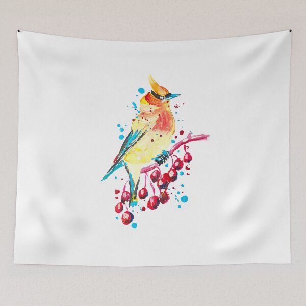 Item preview, Waxwing on a branch with acrylic berries designed and sold by LiliyaSavelieva.