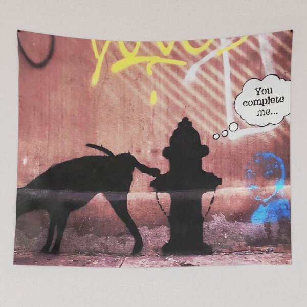 Artikelvorschau, Banksy Du vervollständigst mich – Hund pisst auf Hydranten entworfen und verkauft von WE-ARE-BANKSY.