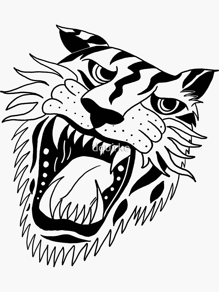 "Trad tiger head" Sticker for Sale by dquirke | Redbubble