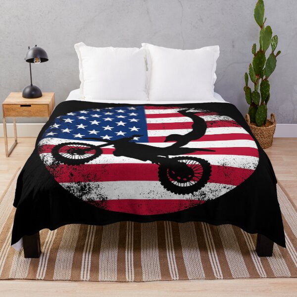 Item preview, Motocross Enduro - Dirt Bike Off Road Biker Vintage with American Flag designed and sold by CoolSilhouettes.