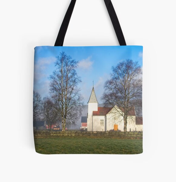 The Church in Marnardal All Over Print Tote Bag