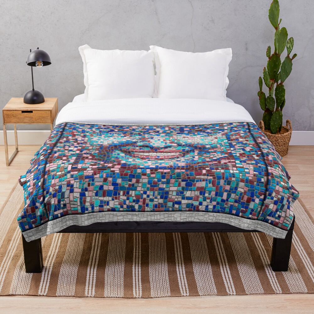 “Broken” (mosaic tile, painted) - “Smile” Fine Art series Throw Blanket