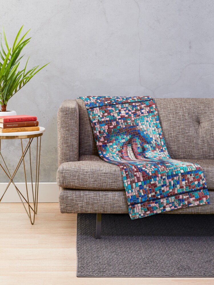 Alternate view of “Broken” (mosaic tile, painted) - “Smile” Fine Art series Throw Blanket