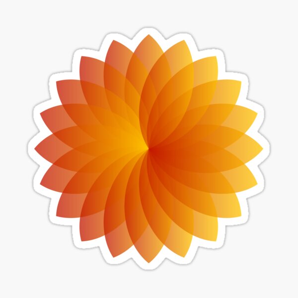 Orange Yellow Aesthetic Minimalist Gradient Flower Pattern Sticker
