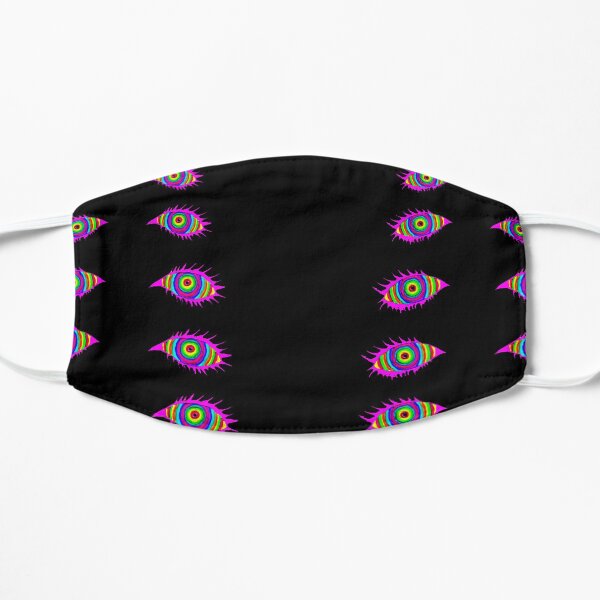 VIBRANT SYMMETRICAL PSYCHEDELIC SPIRAL EYES PATTERN Flat Mask