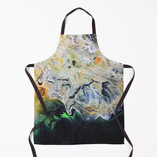 Item preview, Abstract Pour Painting - Black, White, Orange and Green designed and sold by happydaysstudio.