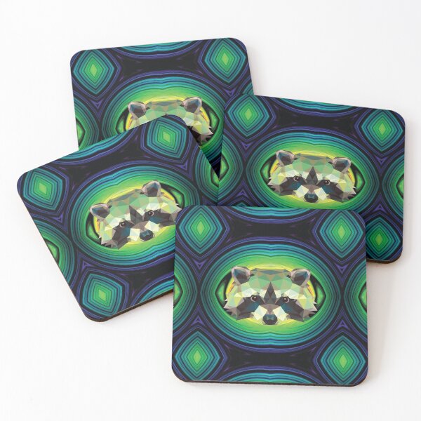 Item preview, Geometric Raccoon - Air Blue to Green designed and sold by NoMatterLab.
