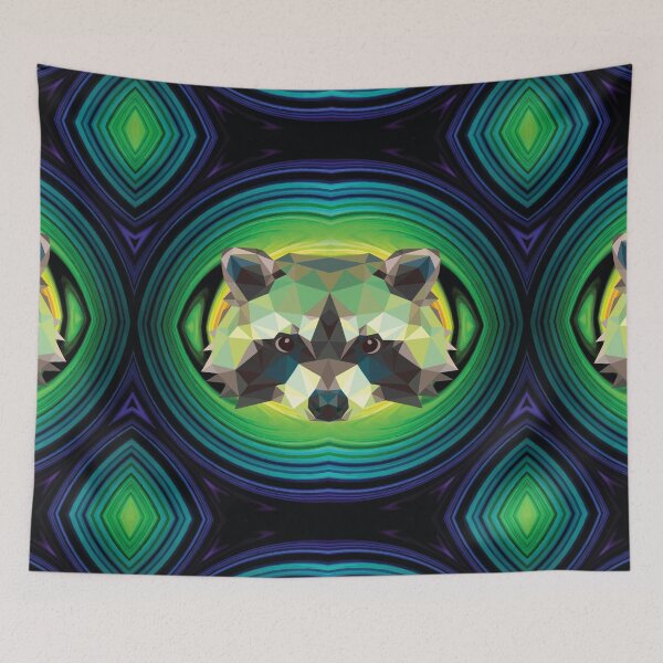 Item preview, Geometric Raccoon - Air Blue to Green designed and sold by NoMatterLab.