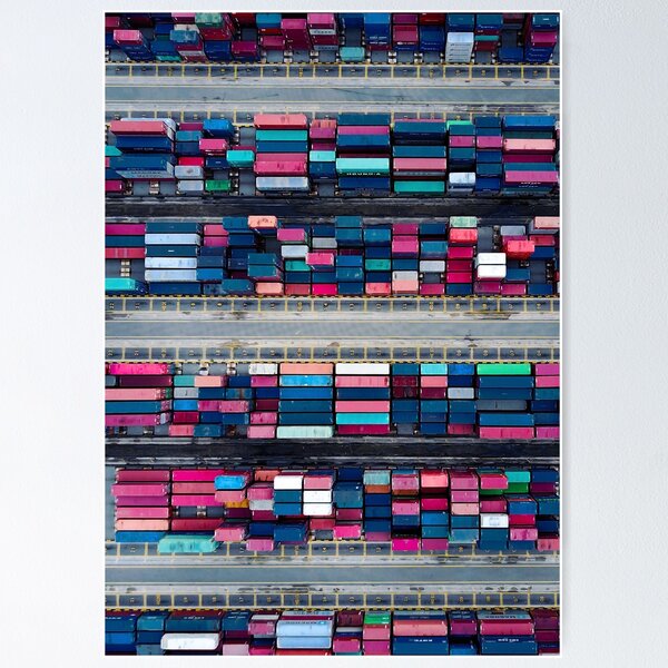 Item preview, Colorful containers at port designed and sold by QualtaghArt.
