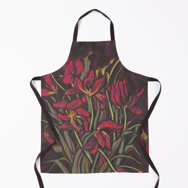 Artikelvorschau, Sterbende Tulpen, Blumenkunst, Pastellmalerei, rotes Olivenbraun entworfen und verkauft von Julia Khoroshikh.