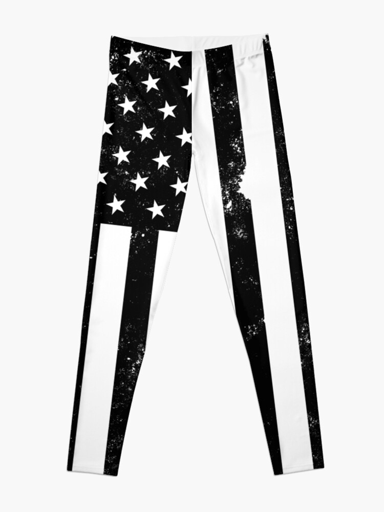 Black Distressed American Flag USA Patriotic Leggings for Sale by