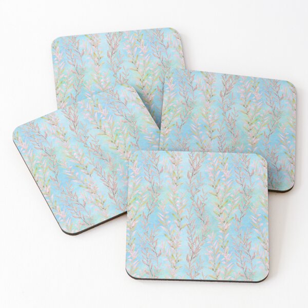 Item preview, Seaweed Watercolor Pink on Blue Background designed and sold by Cheryl Graham.
