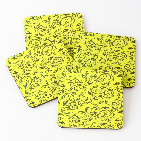 Item preview, ARABIATA 5 bis patterns jaune black Morocco Essaouira flowers leaves design arabesques scrolls decor designed and sold by dragonemma.