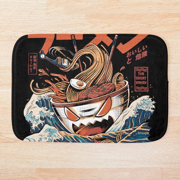 The black Great Ramen Bath Mat