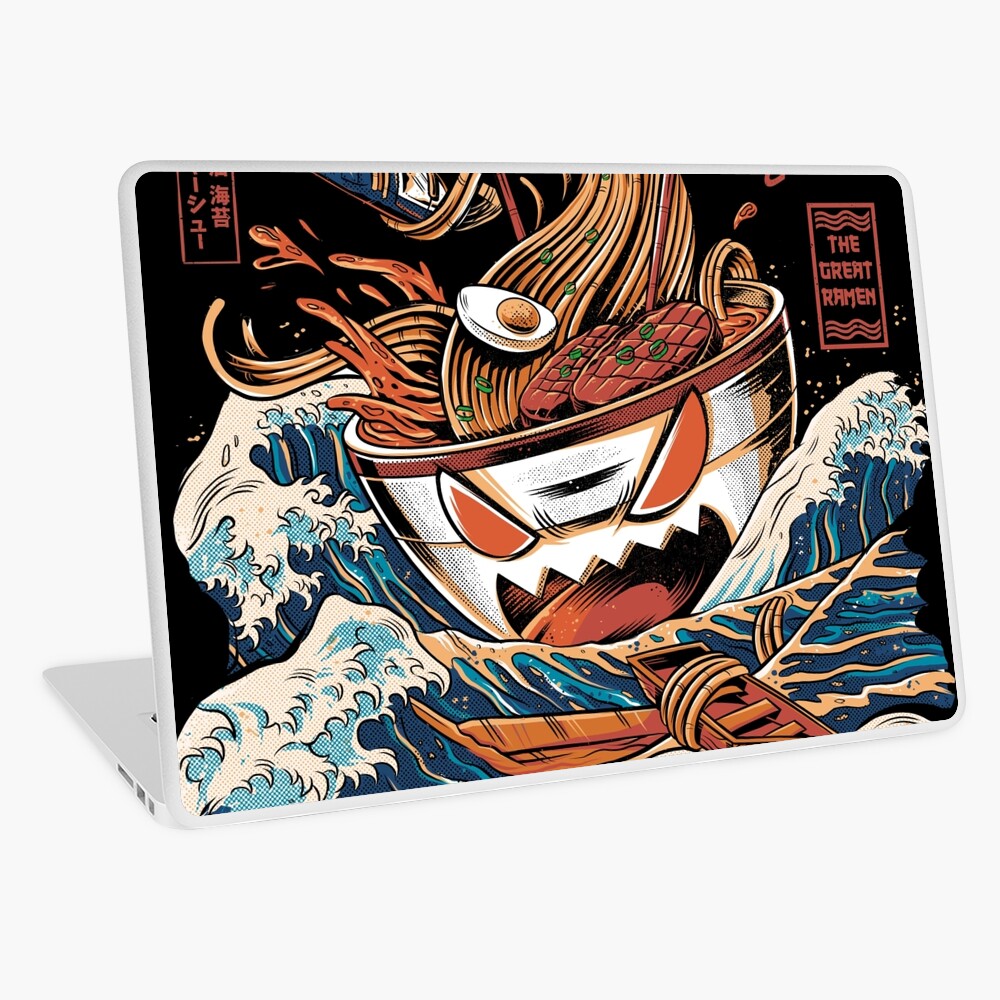 The black Great Ramen Laptop Skin