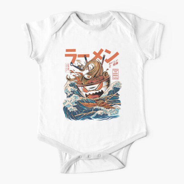 The black Great Ramen Short Sleeve Baby One-Piece