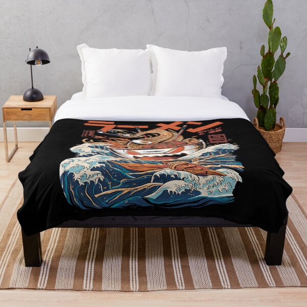 The black Great Ramen Throw Blanket