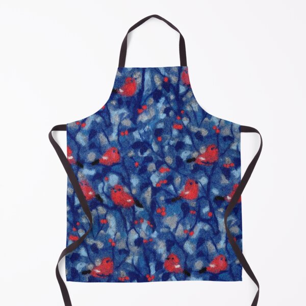 Item preview, Bullfinches, Forest Birds Garden Evening Felted Wool Red Grey Blue designed and sold by Julia Khoroshikh.