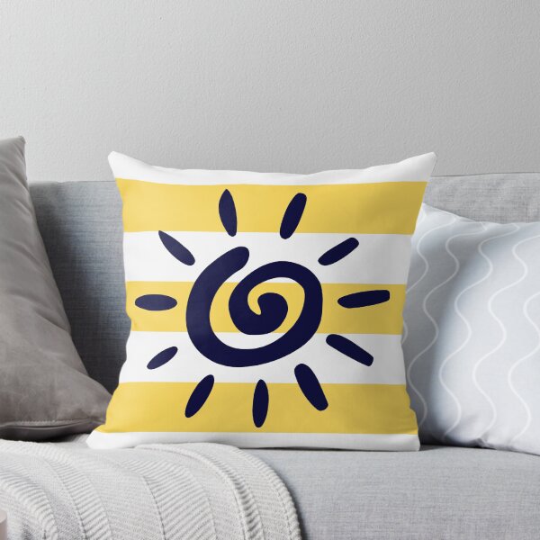 Item preview, Navy Blue Spiral Sun On Mustard Yellow Stripes designed and sold by rewstudio.