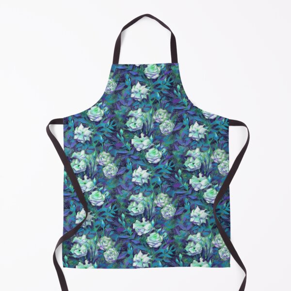 Item preview, White Roses, Blue Leaves Vintage Retro Floral Pattern designed and sold by Julia Khoroshikh.