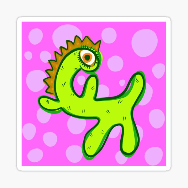 Funky Dancing Dino Critter Art Sticker