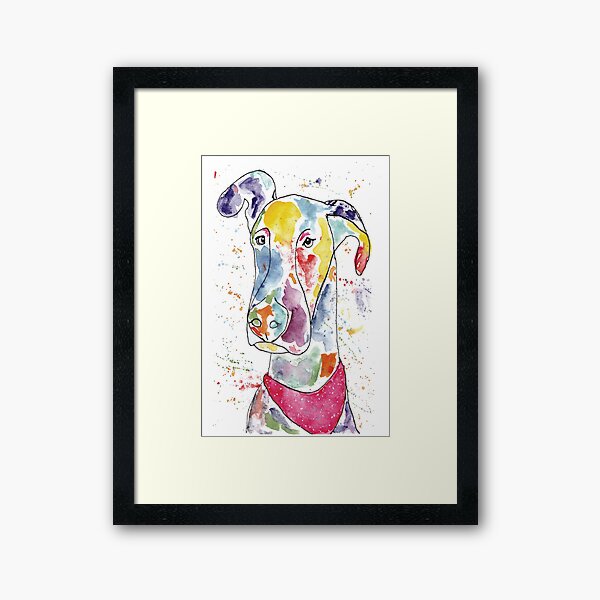 Rosie the Rainbow Great Dane Framed Art Print
