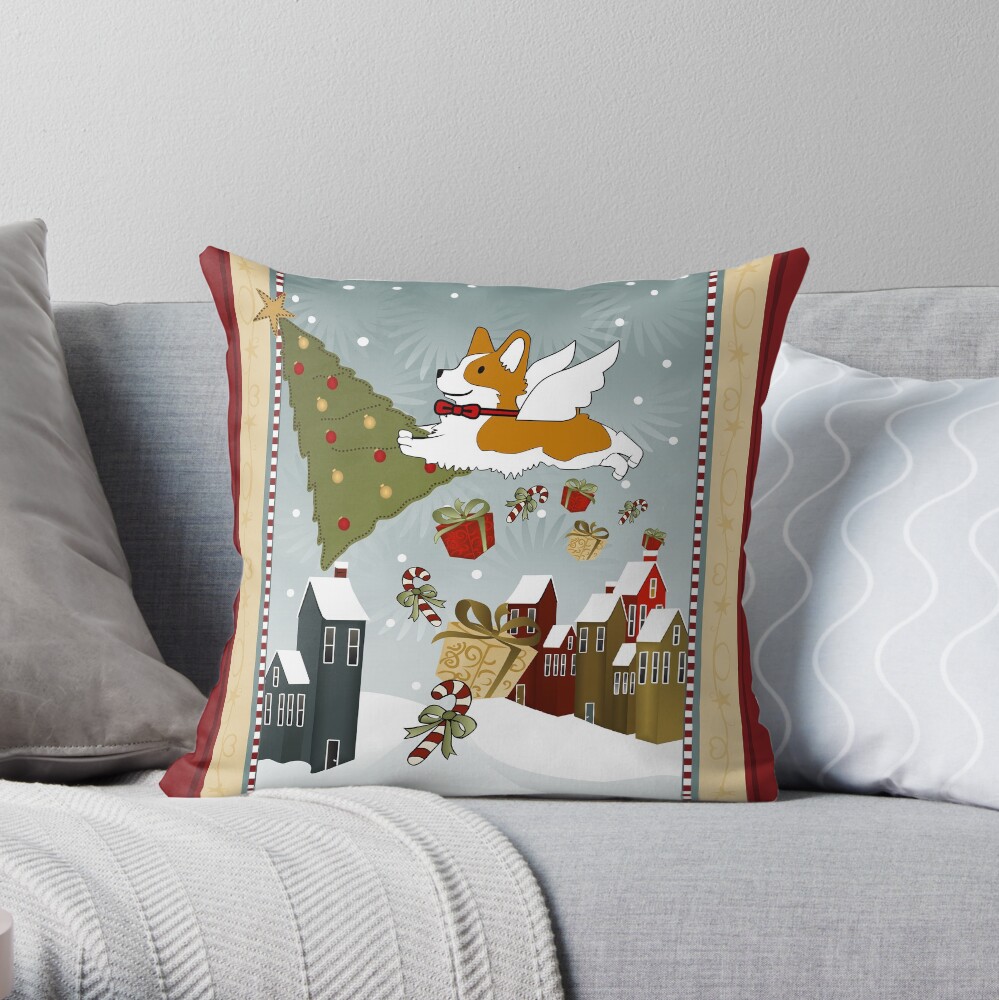 Merry Christmas - Santa Paws (Corgi) Throw Pillow