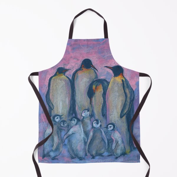 Item preview, Emperor Penguins with Baby Chicks, Antarctic Birds, Pink Blue designed and sold by Julia Khoroshikh.
