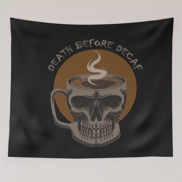 Item preview, Death Before Decaf- Spooky Halloween Coffee Mug for Coffee Lovers designed and sold by EvaWolf.