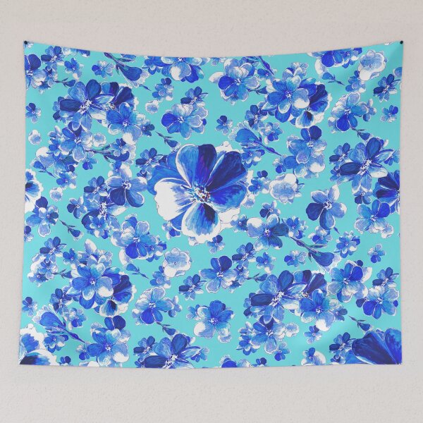 Item preview, Blue flowers on azure designed and sold by WzoryOzdobne.