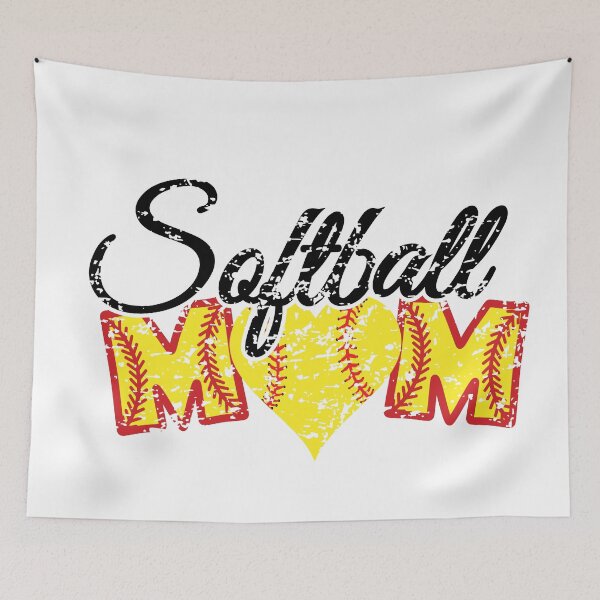 Item preview, Distressed softball mom with heart and red stitches designed and sold by PepaAnaRB.