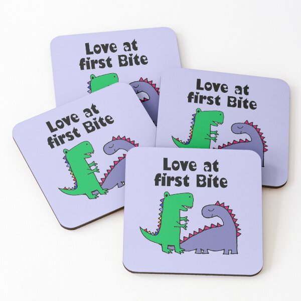Item preview, Funny T-rex Dinosaur and Brontosaurus Love at First Bite designed and sold by Nature's Fancy.