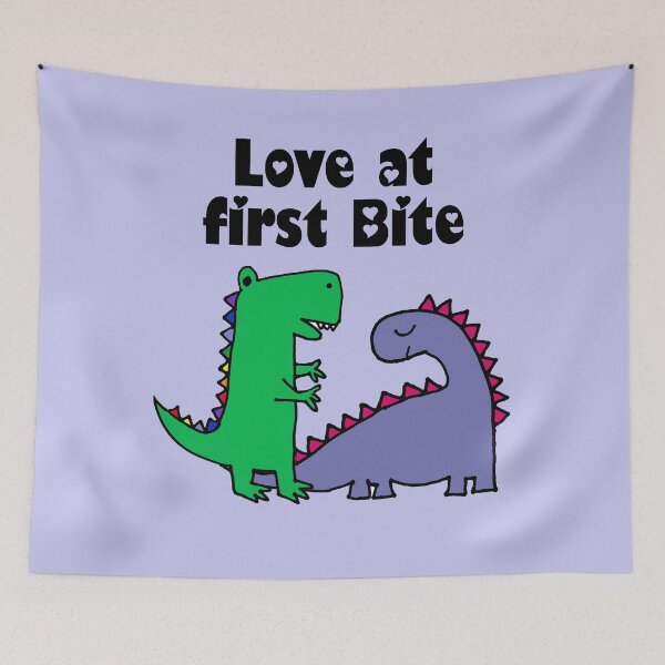 Item preview, Funny T-rex Dinosaur and Brontosaurus Love at First Bite designed and sold by Nature's Fancy.