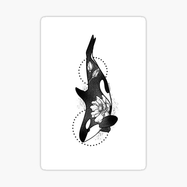 Premium Vector  Killer whale orca tattoo geometric vector illustration  with triangles and sea animals sketch logo in hipster vintage style