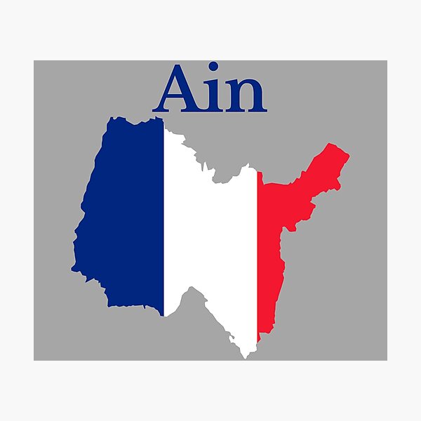 Ain Map, France, French Department Photographic Print