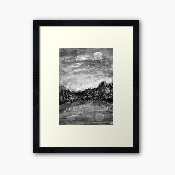 Item preview, lac noir et blanc et montagnes designed and sold by dzielu.