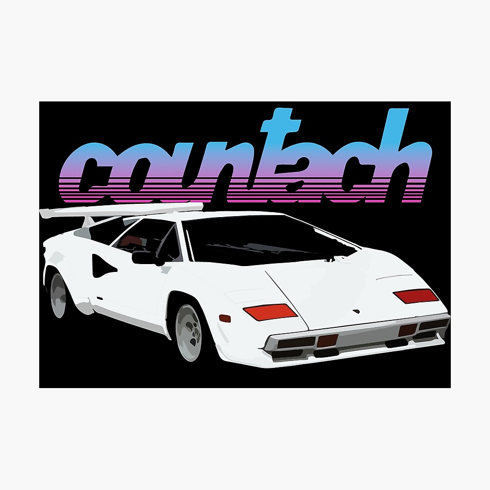 80s White Countach Logo